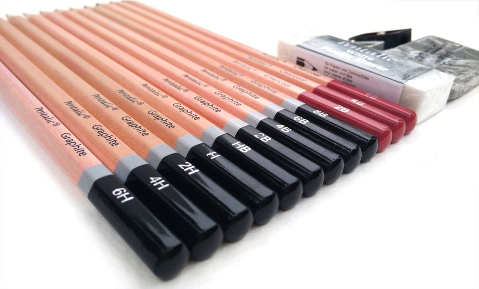 6H-8B Artist Professional Graphite Pencils 16 Pcs Set