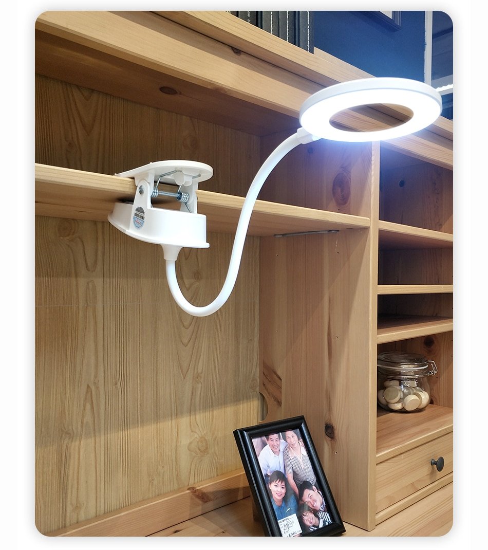 White Acrylic Desk Lamp with Clip